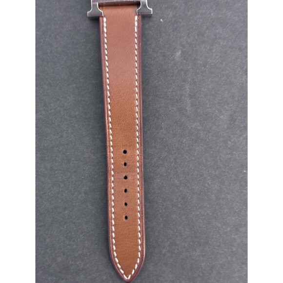 Hermes 21mm Stainless Steel And Natural Barenia Leather Here H PM Quartz Watch - Picture 8 of 16